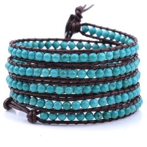 Victoria Emerson leather wrap bracelet turquoise